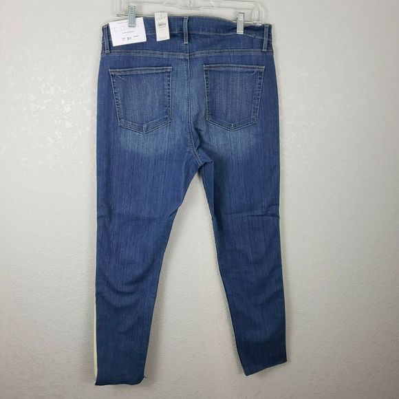 LOFT 31/12 side trim tuxedo stripe skinny jeans - Picture 4 of 7